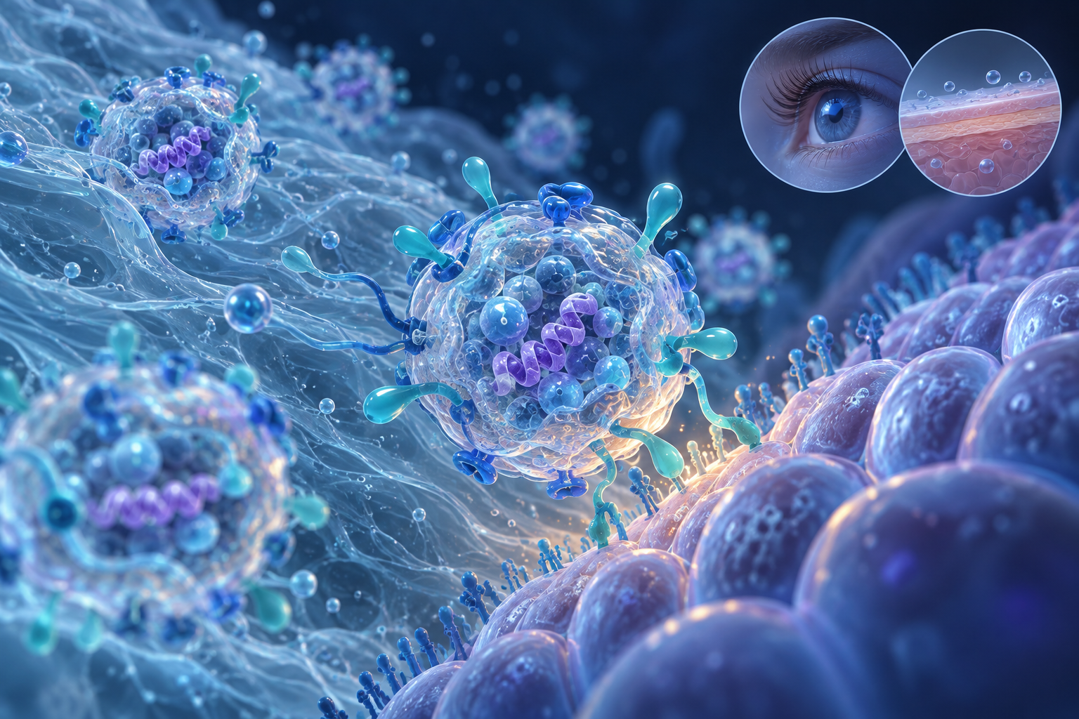Conceptual hybrid carrier approaching a biological barrier