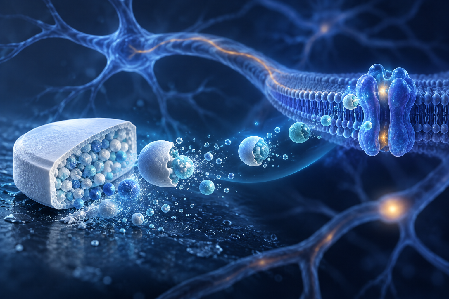 Conceptual NaV1.8-targeted formulation near a peripheral sensory nerve